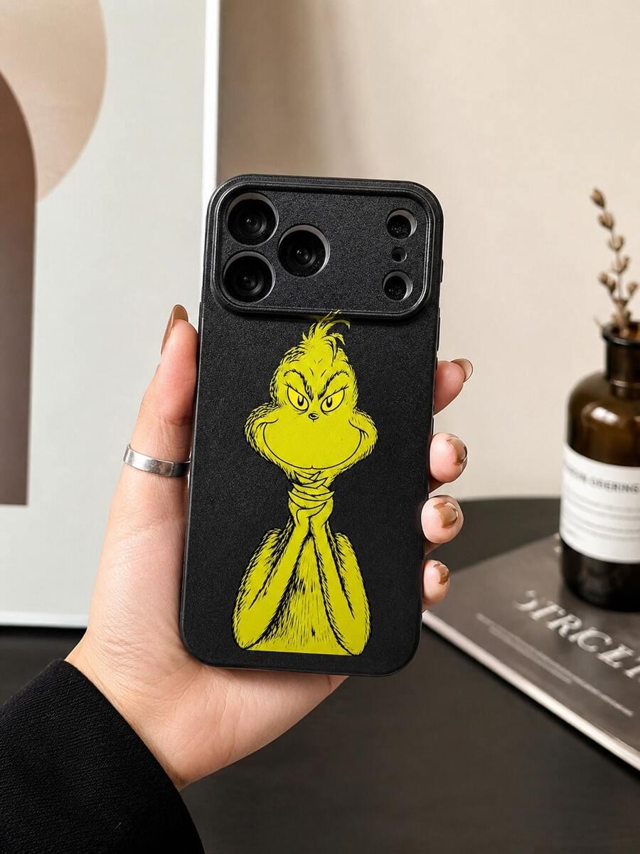 The Grinch The Grinch بطانية هاتف عيد الميلاد، متوافق مع سلسلة آيفون 11/12/13/14/15/16/17، بما في ذلك موديلات ميني، بلس، إير، برو وبرو ماكس، بطانية واقي من مادة TPU ناعمة مطفية سوداء مقاومة للصدمات، مع نمط أخضر، مقاوم للخدش، مقاوم للبصمات، حماية مرفوعة للكاميرا - متعدد الألوان - مشاهدة 1