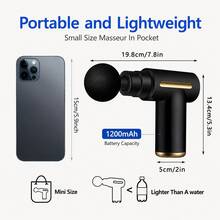 Portable Mini Massage Gun With LED Touch Screen, Adjustable Speed, Rechargeable Design, 4 Interchangeable Massage Heads, Deep Tissue Percussion Massager For Neck, Shoulders, Back, Waist And Full Body, Gift For Men And Women - Liquid Crystal - View 2