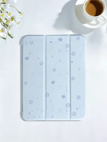 Cute Star Pattern Tablet Protective Case, Compatible With IPad 7/8/9/10th/ Pro12.9 /Pro 11 /11th (A16) 2025 , Galaxy Tab S6 Lite / Galaxy Tab A11+ 2025, Offers Soft Shock-Proof Protection, Supports Smart Stand/Auto Wake/Sleep Function. - Baby Blue - View 1