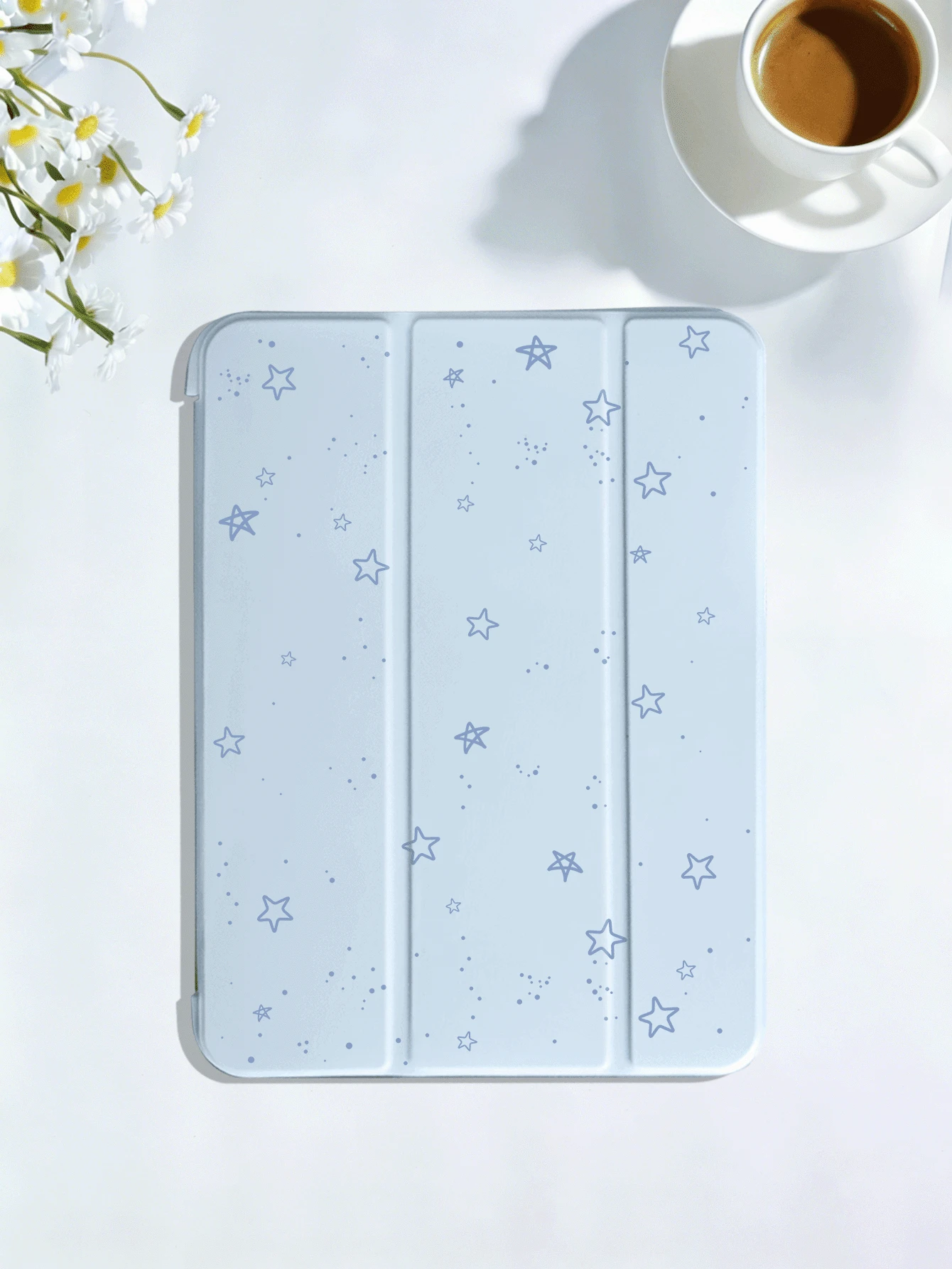 Cute Star Pattern Tablet Protective Case, Compatible With IPad 7/8/9/10th/ Pro12.9 /Pro 11 /11th (A16) 2025 , Galaxy Tab S6 Lite / Galaxy Tab A11+ 2025, Offers Soft Shock-Proof Protection, Supports Smart Stand/Auto Wake/Sleep Function. - Baby Blue - View 1