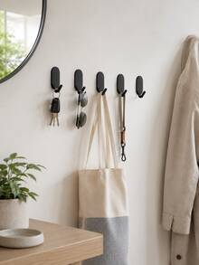 1pc/5pcs Heavy Duty Strong Adhesive Hooks, No Drilling Wall Hooks, Suitable For Kitchen, Bathroom, Bedroom, Door Storage, Non-Damaging, Damage Free, Strong Adhesion, Home Storage Hooks - View 6