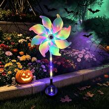 1/2PCS Halloween Solar Wind Spinner Garden Light, Colorful LED Rotating Windmill Light, Outdoor Waterproof Decorative Stake Light For Yard Lawn Patio Pathway, Perfect Gift - Windmill Lamp - View 4