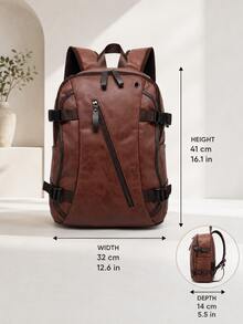 Men's Vintage Backpack, Large Capacity Multi-Pocket Casual Travel Bag, Suitable For Work, Campus And Daily Use, Vintage Business Commuter Bag - Multicolor - View 2