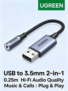UGREEN USB To 3.5mm External Sound Card Headphone Microphone 2-In-1 Adapter Audio Jack For PC Laptop PS4/5 Speaker CM477 - View 9