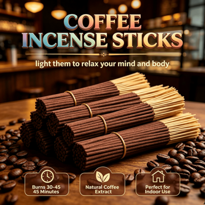 Coffee-Scented Incense Sticks, 8.66 Inches Long | Wooden Material | Fresh Aroma | Suitable For Home, Yoga Studios, Tea Rooms, And Meditation | Holiday Series: Christmas, Thanksgiving, St. Patrick's Day, New Year's Day, Etc.