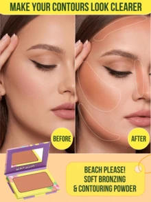 MISSLYN 2Pcs Velvet Powder Blush & Beach Please Bronzing Contour Set, Buildable Color, Smooth Blendable Texture, Face Blush & Bronzer Contour Palette, Daily/Beach/Party, Sun-Kissed/Rosy Cheeks/Soft Glam, Blush & Bronzer Powder,Halloween Makeup - #05+#51 - View 9