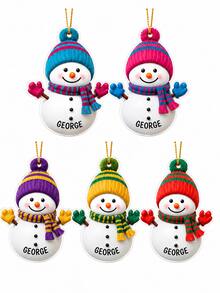1pc Personalized Customized Christmas Snowman Ornament, Customized Name Christmas Tree Decoration, Christmas Gift, Holiday Decorative Hanging Ornament - Transparent - View 11