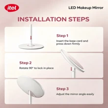 itel IMM-01 LED Makeup Mirror With Lights, Rechargeable Dimmable Desktop Vanity Mirror, 3-Level Brightness, USB Type-C Charging, 480-Min Long Battery Life, Cosmetic Mirror With Storage Base - White - View 6