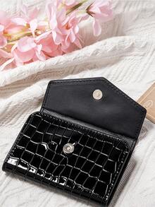 Women's Elegant Embossed PU Leather Wallet, Black Zipper Card Holder With Coin Pocket, Multiple Card Slots, Compact Portable Clutch, Suitable For Party And Daily Use - Multicolor - View 6