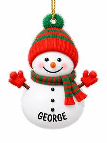 1pc Personalized Customized Christmas Snowman Ornament, Customized Name Christmas Tree Decoration, Christmas Gift, Holiday Decorative Hanging Ornament - Transparent - View 7