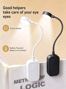 1pc Compact LED Reading Light With 3 Adjustable Color Temperatures And Brightness Levels, Perfect For Bedside ReadingAAA Battery, Portable - Multicolor - View 7