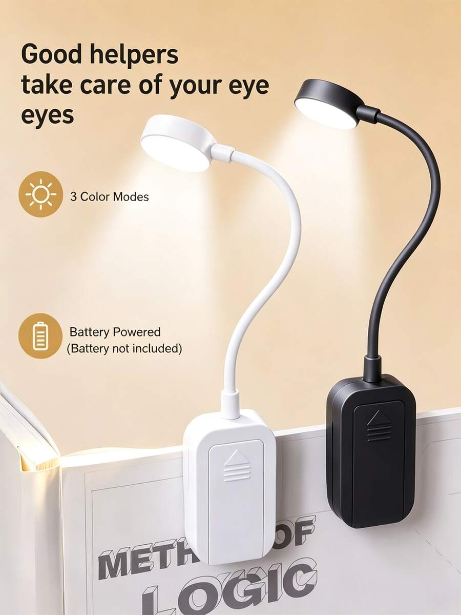 1pc Compact LED Reading Light With 3 Adjustable Color Temperatures And Brightness Levels, Perfect For Bedside ReadingAAA Battery, Portable - Multicolor - View 1