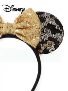 Disney 1pc Minnie Ears Headband - Sparkle Black Gold Sequin Camouflage Bow Cute Hair Accessories - Multicolor - View 8