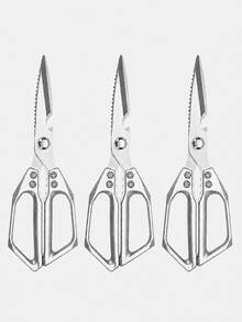 3PCS Heavy Duty Kitchen Scissors, 9in Large Multipurpose Poultry Shears With Serrated Metal Blades & Comfortable Grip, Bone Cutting Kitchen Shears For Chicken, Meat, Poultry, Vegetables & Food Prep - Multicolor - View 12