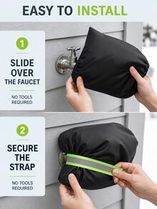 1 Outdoor Faucet Covers For Winter - Pro 6.7" W X 8.3" H Outdoor Water Faucet Cover Socks For Winter Freeze Protection Pipe Insulation Reusable Waterproof Insulated Spigot Backflow Cover,Black - Multicolor - View 5