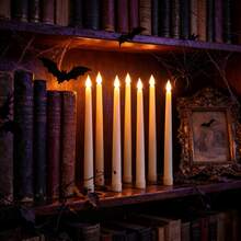 3/6pcs LED Flameless Candles, Long Stick Electronic Candles With Realistic Flickering Flame, Battery Operated, Indoor Decorative Lighting For Weddings, Holidays & Birthdays,Halloween Spooky String Light, Garden Yard Holiday Party Decoration - Long-handled Electronic Candle - View 5