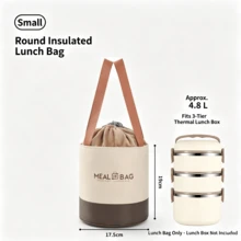 Round Insulated Lunch Bag, Student Lunch Box, Bento Box, Lunch Bag For Office Workers, Breakfast Bag, With Cup Holder, Aluminum Foil, And Thick Insulation. - View 11