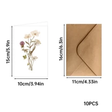 10pcs Artistic Watercolor Floral Greeting Card Set With Envelopes, Blank Cards, Exquisite Watercolor Wildflower Blank Note Cards, Suitable For Wedding, Birthday And Various Occasions Invitations, Party Favors, Thank You Cards - Multicolor - View 2