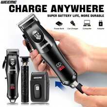 WEEME 3 Piecesmen's Trimmer Digital Display Set, USB Charging, Adjustable Blade, With Gear Steering Wheel, Available In Gold And Black, Perfect For Hair And Body Hair, Ideal Gift For Holiday Home And Daily Styling. - Multicolor - View 13