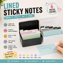 300PCS 6-Color Pastel Lined Sticky Notes, 6 Pads 50 Sheets Each, Writable Repositionable Self-Adhesive Note Pads For Study, Reading, Reminders, To-Do Lists, Planner, Notebook, School, Office & Home Supplies,Back To School Season - one-size - View 9