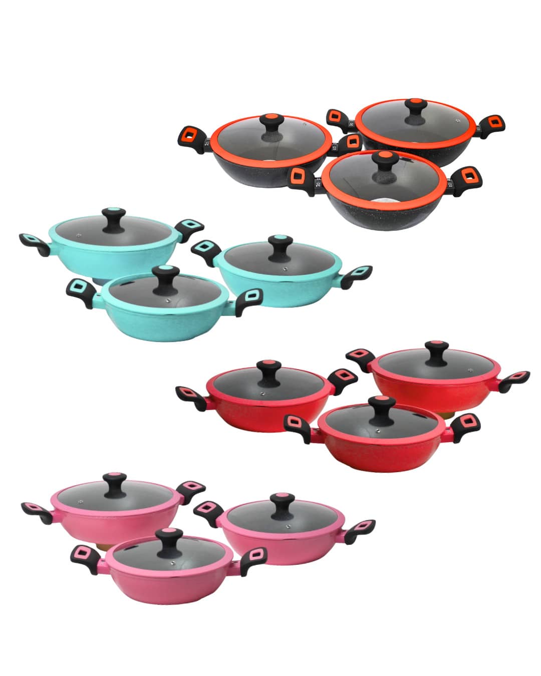 samary cuisine Ceramic Rice Cooker Set - FOODE 6-Piece Premium Non-Stick Rice Cooker Set With Glass Lids | Ceramic-Coated Rice Cooker Set | Compatible With Gas, Electric, And Induction Hobs | Healthy Cooking And Easy Cleaning | Elegant Copper Color