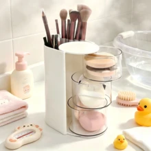 Caja de almacenamiento multifuncional de escritorio con diseño de compartimentos, adecuada para brochas de maquillaje - Multicolor - Ver 3