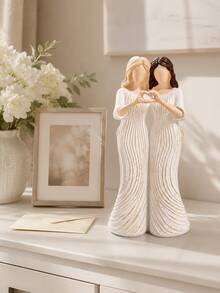 1pc Women Friendship Ornament, Double Female Heart Gesture Statue, Best Friend Sister Gift, Meaningful Friendship Home Decor, Suitable For Living Room Bookshelf Shelf Desk, Women Birthday Christmas Gift - Classic - View 4