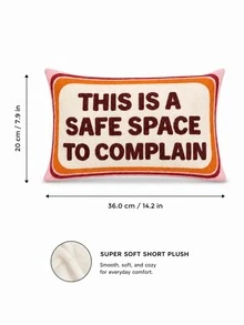 Space To Complain Letter Print Decorative Throw Pillow, Pink Cream Sofa Bed Cushion, Aesthetic Room Decor Accent - Multicolor - View 3