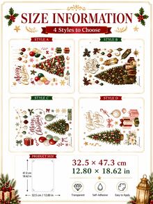 SUPSTICKER 1 Sheet Christmas Wall Stickers, Christmas Tree Gift Balloon & Ornament Design, 12.8*18.6 Inch, Home Party Decor - Christmas - View 3