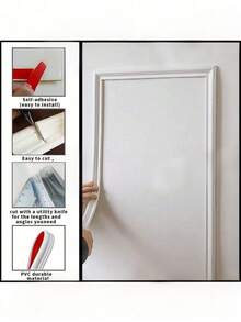 White Flexible Self-Adhesive Wall Decorative Strip, Waterproof PVC Self-Adhesive Decorative Line, Suitable For Doors, Tiles, Cabinets, Mirrors And DIY Home Decor Projects, Cabinet Detail Decorative Edge Trim - Decorative Strips - View 3