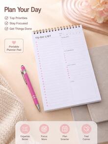 1PC TO-DO LIST Multi-Color Planner, Student Portable Stationery, For Class Notes, Office Records, Daily Schedules, Creative 4 Colors To Choose Notebook - Single Piece - View 7