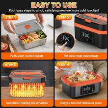 Kotak Makan Siang Pemanas, Kotak Makan Siang Pemanas Otomatis, Dilengkapi dengan 4 buah Baterai 5000mAh, Kotak Makan Siang Elektrik Nirkabel, Dengan Fungsi Pemanas Timer, Dengan Layar Digital, Penghangat Makanan Portabel Isi Ulang, Kotak Penghangat Makanan Cocok untuk Kerja, Perjalanan, Kantor, Berkemah, Piknik, Mobil, Hadiah Natal dan Halloween - MultiWarna - View 6