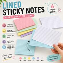 300PCS 6-Color Pastel Lined Sticky Notes, 6 Pads 50 Sheets Each, Writable Repositionable Self-Adhesive Note Pads For Study, Reading, Reminders, To-Do Lists, Planner, Notebook, School, Office & Home Supplies,Back To School Season - one-size - View 8
