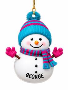 1pc Personalized Customized Christmas Snowman Ornament, Customized Name Christmas Tree Decoration, Christmas Gift, Holiday Decorative Hanging Ornament - Transparent - View 8