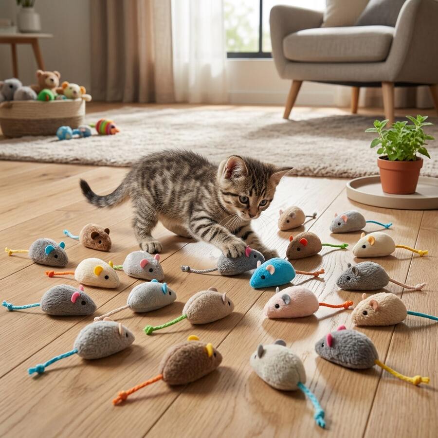 1/5/10pcs Mouse Cat Toys Interactive Teaser Toys Indoor Pet Cat Supplies - View 1