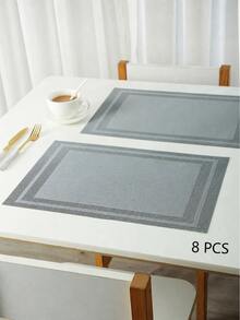 1pc Minimalist Rectangular PVC Placemat, Washable And Easy To Clean, Instant Wipe Clean, Non-Slip And Heat Resistant, Suitable For Dining Table Setup, Kitchen Dining And Holiday And Wedding Decoration - Multiple Styles and Colors - View 10