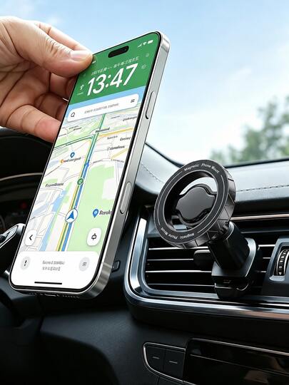 Magnetic Car Phone Holder, Air Vent Phone Clip, 360° Rotating Ball Joint, Strong Magnetic Air Vent Clip, Durable ABS Hands-Free Phone Mount, Universal Smartphone Car Navigation Holder, No Airflow Obstruction