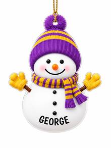 1pc Personalized Customized Christmas Snowman Ornament, Customized Name Christmas Tree Decoration, Christmas Gift, Holiday Decorative Hanging Ornament - Transparent - View 12