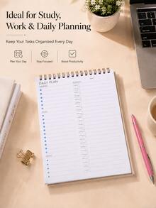 1PC Multi-Color Planner, DAILY PLAN Student Portable Stationery, For Class Notes, Office Records, Daily Schedules, Creative Notebook( To Choose For 4 Colors) - Single Piece - View 6