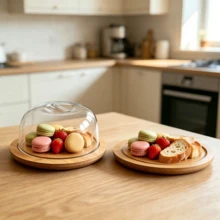 Round Pastry Plate, Suitable For Holding Cakes, Cookies And Bread. It Is Dust‑Proof And Insect‑Repellent With A Transparent And Attractive Design. Ideal For Parties And Afternoon Tea, It Offers A Simple And Elegant Display. - Multiple Specifications - View 6