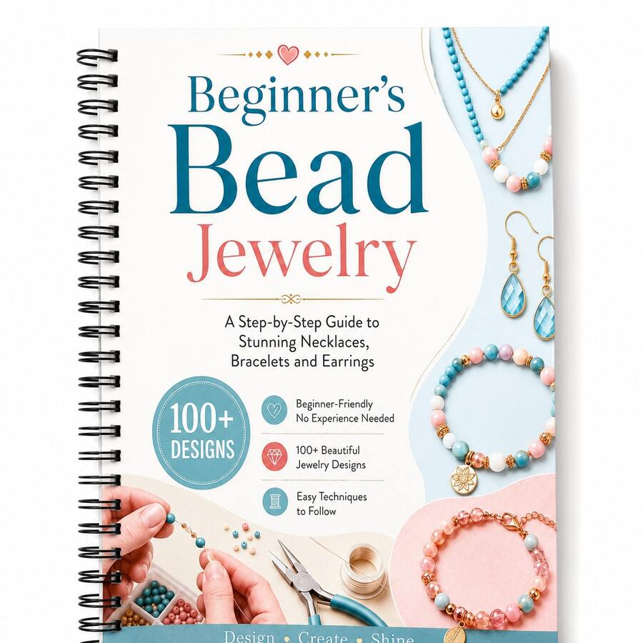 Beginner Beaded Jewelry Making Coil Book, Handmade DIY Necklace, Earrings, Bracelet Tutorial Manual, 100+ Beaded Jewelry Design Patterns Reference Book, Zero-Based Jewelry Weaving Learning Notebook, Creative Making Guide For Handmade Enthusiasts - Style 1 - View 1