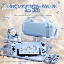 Cute Cat Protection Set For Switch2/Switch 2025/NS2, Detachable Protective Case, With 2 Cute PC Controller Caps, Storage Bag And Game Card Box, Tempered Glass Film, Game Accessories - View 1