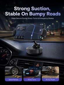 Vacuum Suction Car Phone Holder Mount, 3-Axis 360° Rotatable Foldable Mechanical Clamp Phone Stand, One-Hand Operation Residue-Free Suction Cup, Universal Fit All Smartphones For Car Dashboard Windshield Bathroom Gym Live Streaming - A - View 7