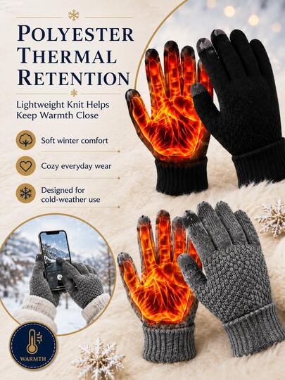 Women's Autumn/Winter Warm Knit Gloves With Touchscreen-Compatible Fingertips; Fleece-Lined, Pineapple-Textured Gloves For Cold-Weather Cycling-Suitable For Halloween Running, Mobile Gaming, And Christmas Gifts.
