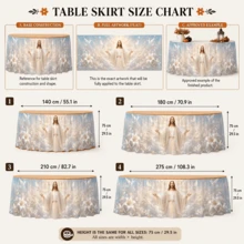 1pc Religious Wedding Altar Table Skirt, Elegant White Floral & Dove Print Tablecloth, Suitable For Church Communion Ceremony, Banquet, Party Event Decoration - Multicolor - View 6