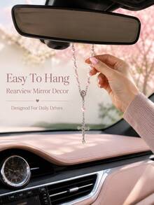 Cross Prayer Beads Car Hanging Ornament, Car Interior Decoration, Car Accessories, Holiday Birthday Gift, Fashion Innovative Car Backpack Pendant, Due To Lighting Issues During Shooting, There May Be Slight Color Difference - Multicolor - View 3