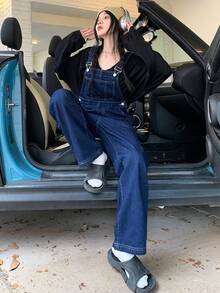 Women Denim Overalls & Jumpsuits - Medium Wash - View 2