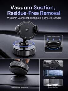 Vacuum Suction Car Phone Holder Mount, 3-Axis 360° Rotatable Foldable Mechanical Clamp Phone Stand, One-Hand Operation Residue-Free Suction Cup, Universal Fit All Smartphones For Car Dashboard Windshield Bathroom Gym Live Streaming - A - View 5