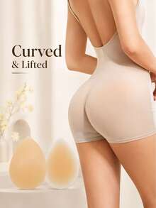 1 Pair Silicone Hip Lift Pads, Detachable Glue-Free Inner Lining, Soft Skin-Friendly, Natural-Looking Butt Lift Effect, Invisible And Seamless, Can Be Worn With Jeans, Casual Pants, Shorts, Built-In Shaping Pads In Underwear, Easily Create Full Butt Shape - Khaki - View 9