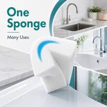 High-Density Household Cleaning Sponge, Flexible Durable White Foam Scrubber For Kitchen Grease, Bathroom, Sink, Tiles, Glass, Cookware, Countertops & Sneakers, Strong Stain Removal, Multi-Surface Cleaning Tool For Home - New Cleaning Cloth - View 10